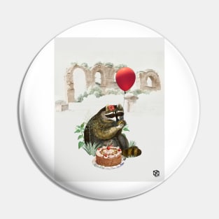 Birthday Raccoon |  Vintage collage Pin