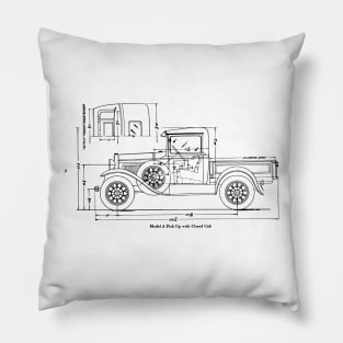 Ford Model A Pick-Up Technical Drawing Pillow