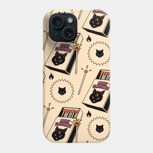 Highly Flammable Black Cat Pattern in beige Phone Case