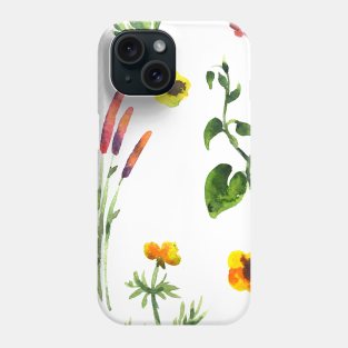 Seamless plants pattern. Floral decorative illustration Phone Case