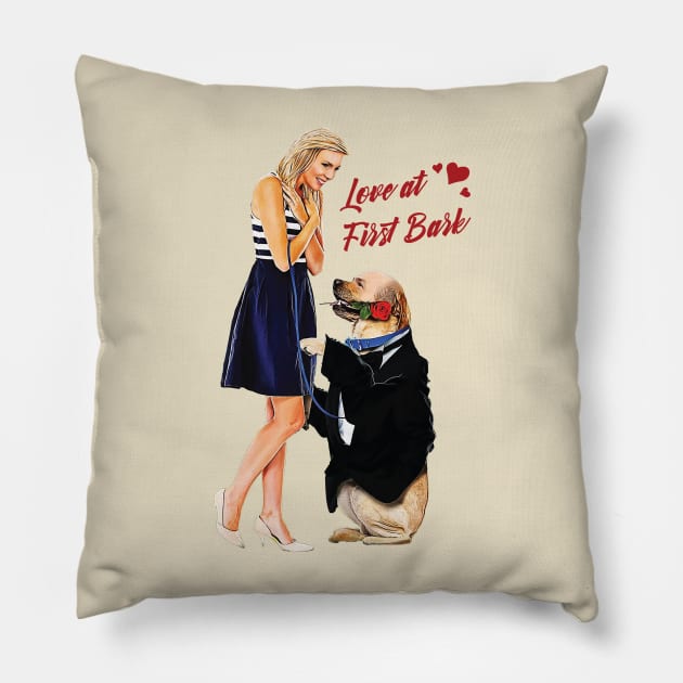 Love at First Bark Pillow by theghostofcraigtnelson