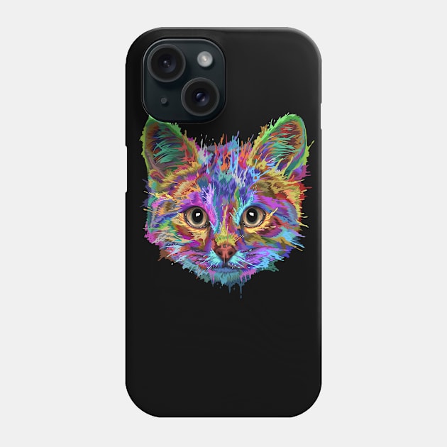 Splash Art Cat T Shirt | Gifts for Cat lovers Phone Case by Madfido