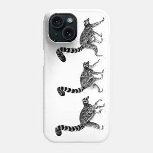 Three walking ring-tailed lemur monkeys Phone Case