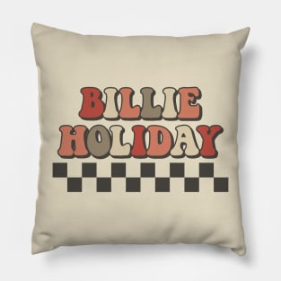 Billie Holiday Checkered Retro Groovy Style Pillow