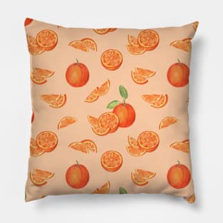 Juicy oranges pattern on orange Pillow