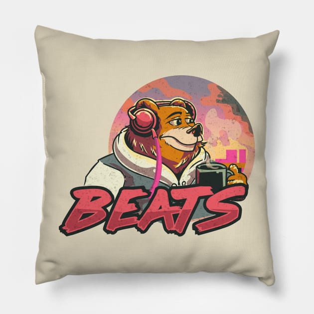 lo-fi bear coffee Pillow by Deduder.store