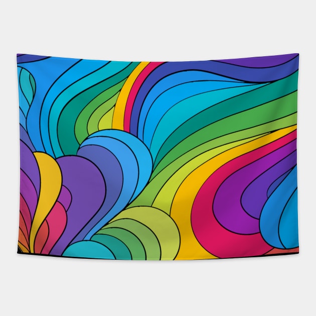 Trippy Hippie Rainbow Swirl Tapestry by Phantastique