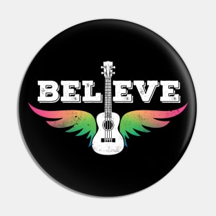 Believe Colorful Ukulele Wings Ukulele Pin