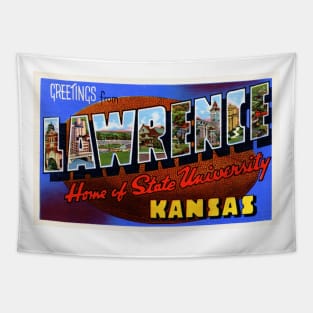 Greetings from Lawrence, Kansas - Vintage Large Letter Postcard Tapestry