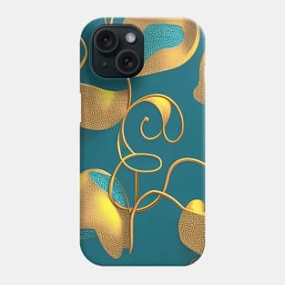 Teal and Gold Abstract Design Phone Case