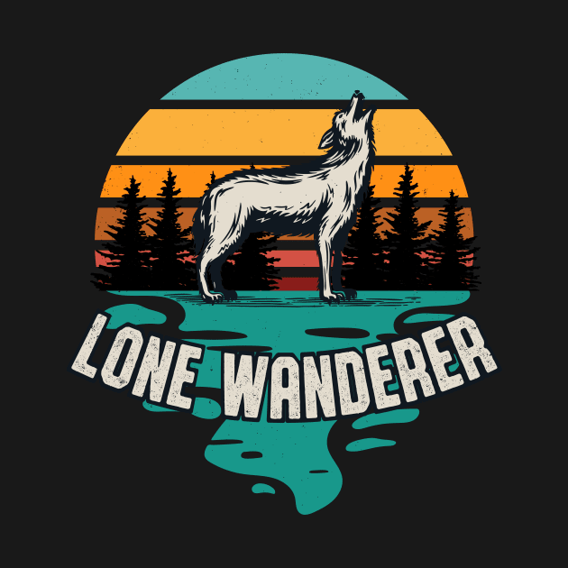 Lone Wanderer Camping Hiker Wolf Hiking by Foxxy Merch