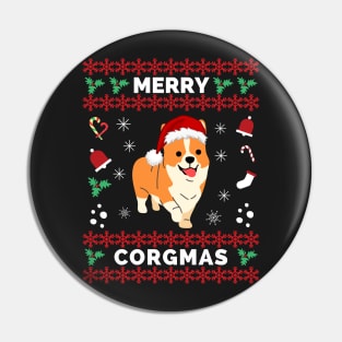 Corgi Dog Merry Corgmas Santa Corgi Ugly Christmas Sweater - Corgi Ugly Christmas Sweater Merry Corgmas Santa Corgi - Christmas Corgi Merry Corgmas Pin