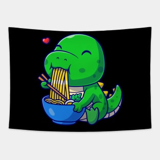 Cute dino eating ramen noodles cartoon Tapestry