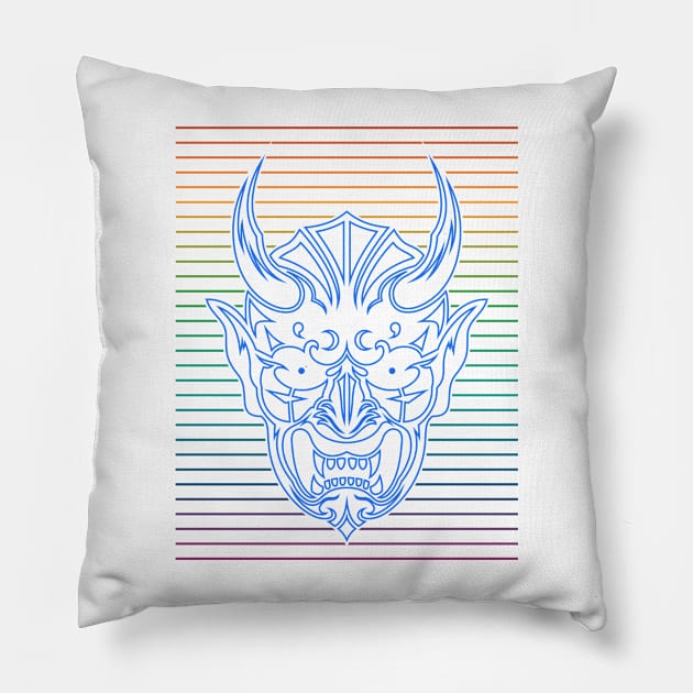 Shinigami Japanese Mask Lines Pillow by Cemploex_Art