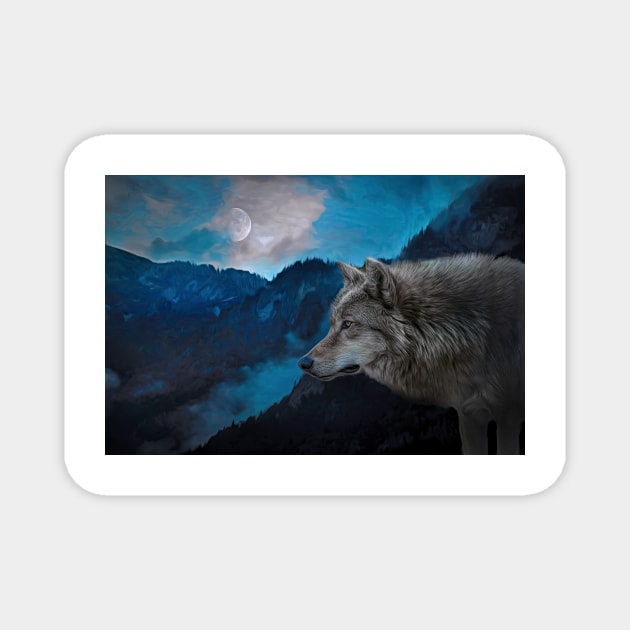 Wolf Mountain Magnet by Tarrby