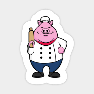 Pig as Cook with Rolling pin Magnet