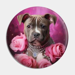 Rosy Staffy Puppy Pin