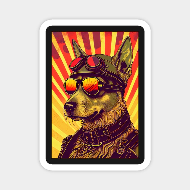 Psychedelic Dog wearing sunglasses Magnet by dholzric