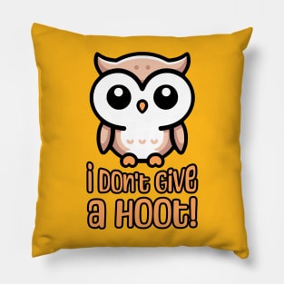 I Don't Give A Hoot! Cute Owl Pun Pillow
