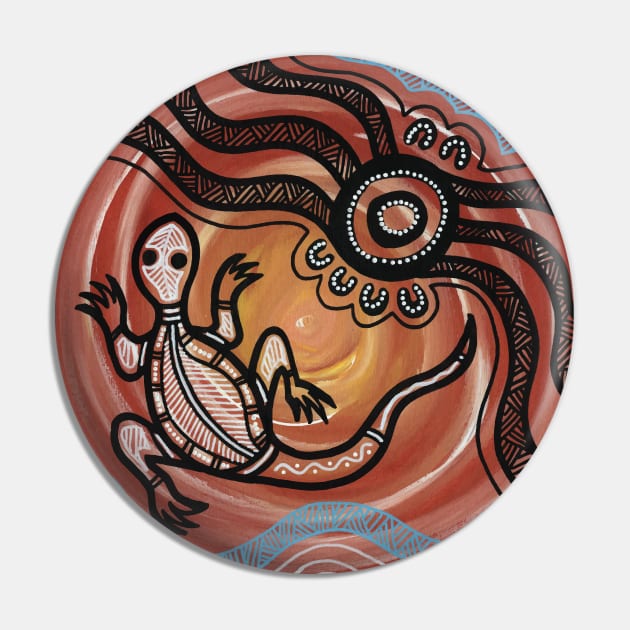 Aboriginal Art - Lizard Pin by hogartharts