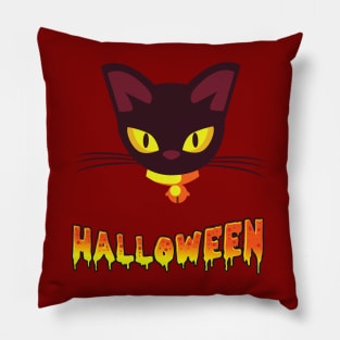HALLOWEEN BLACK SCARY CAT Pillow