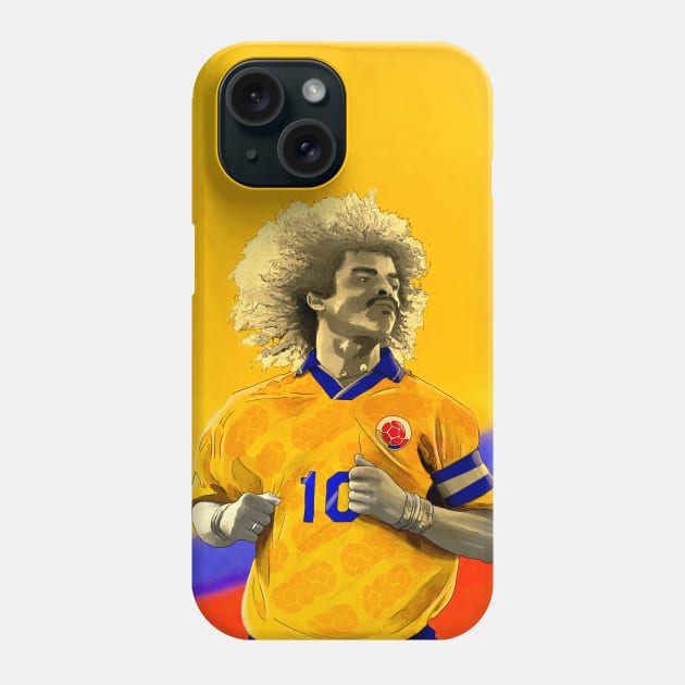 Carlos Valderrama - Colombia Football Artwork Phone Case by barrymasterson