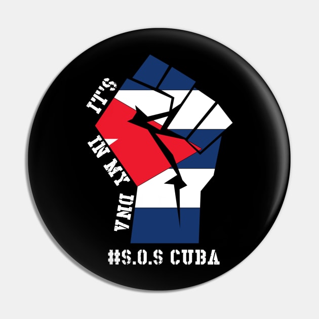 Sos Cuba Flag Cuban Power Pride it's in my DNA Vintage Pin by Johner_Clerk_Design