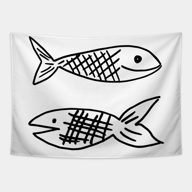 Retro Fish Design Tapestry by SWON Design