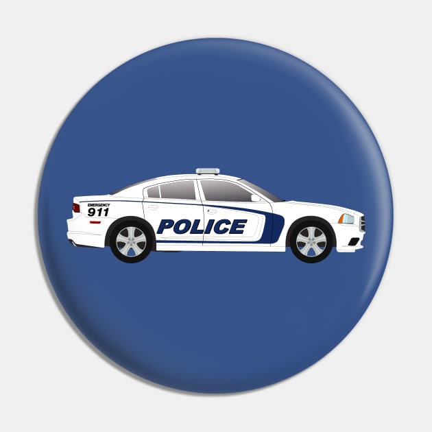 White Police Car Pin by BassFishin