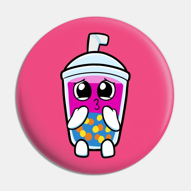 Sad Boba Milktea Kawai Pin by Irlustra Studio