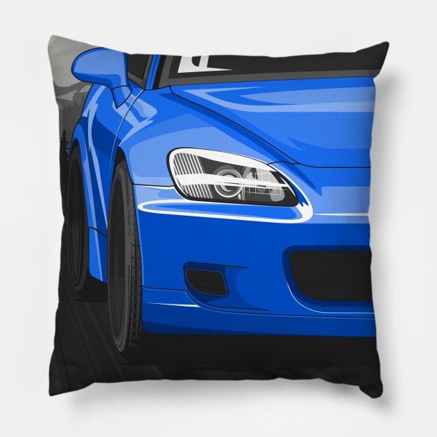 Honda S2000 AP1 Rolling - Apex Blue Pillow by wearapex