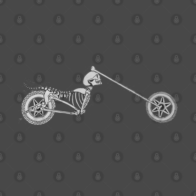 motorbike skeleton old skull head  minimalist by bert englefield 