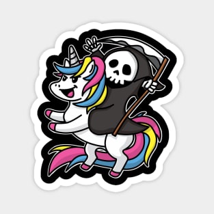 Death Riding Unicorn Cute but Scary Playful Kawaii Halloween Magnet