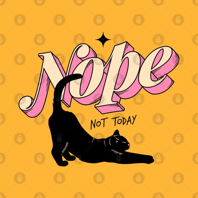 Monday Nope Black Cat in yellow by The Charcoal Cat Co.