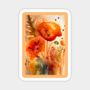 Poppies Watercolor Magnet