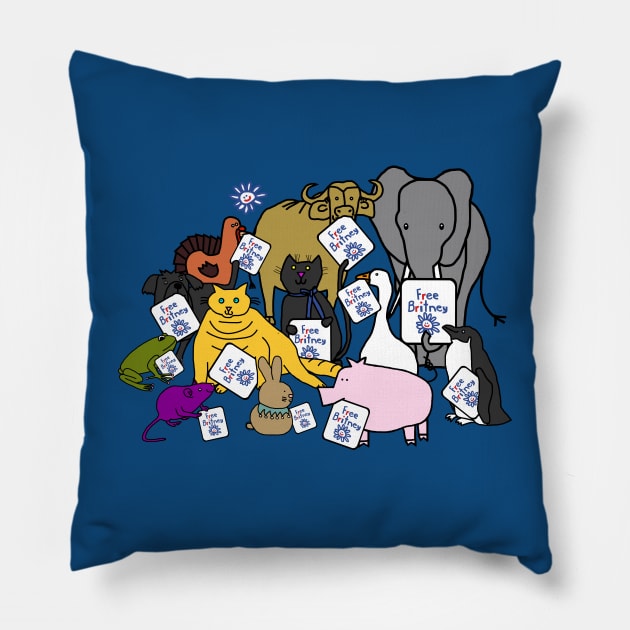 Cute Animals Support Free Britney Movement Pillow by ellenhenryart