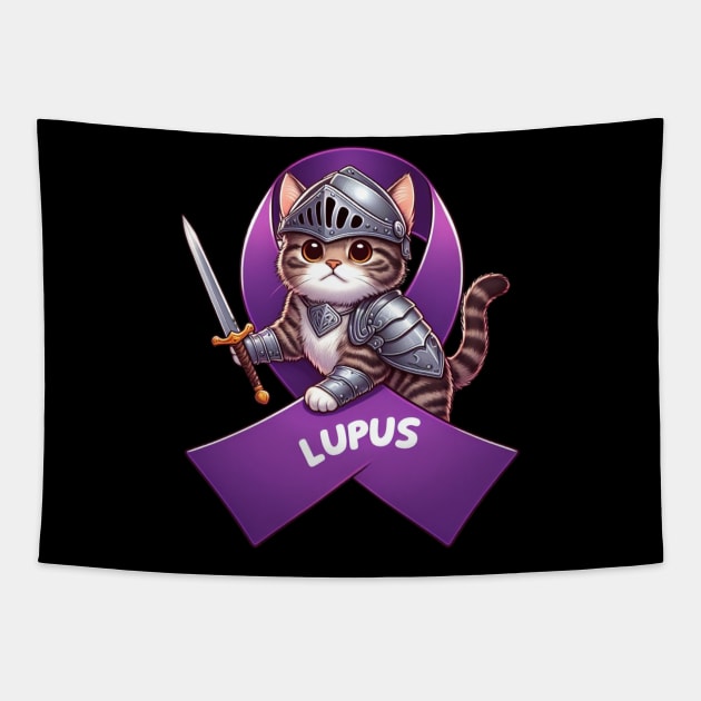 Cute Cat Lupus Awareness Warrior: Fighting for a Cause Tapestry by Divineshopy