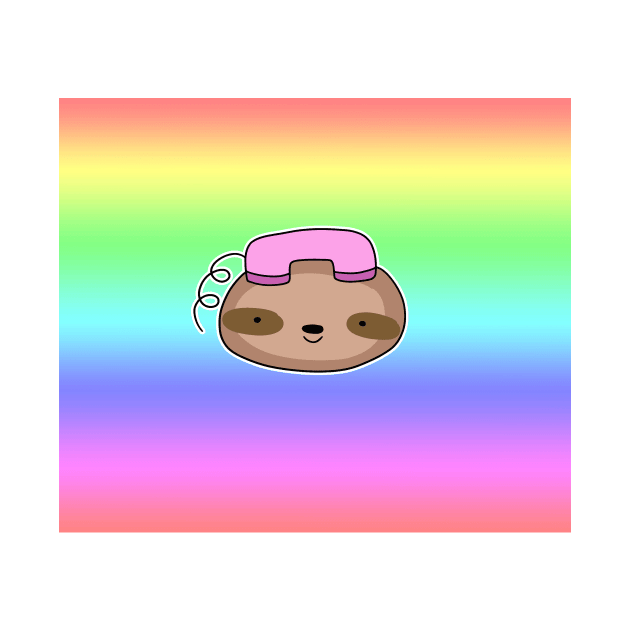 Telephone Sloth Face - Rainbow Pastel by saradaboru