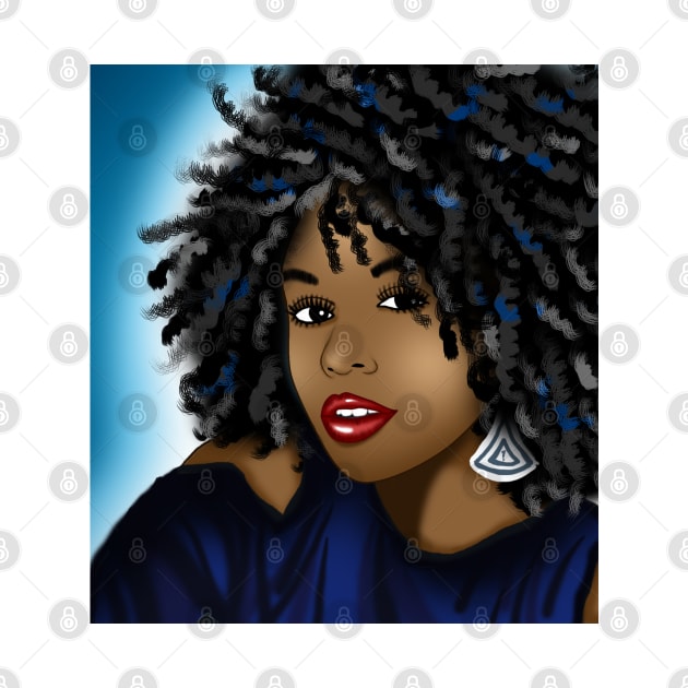 black woman digital art drawing by Spinkly Creations 