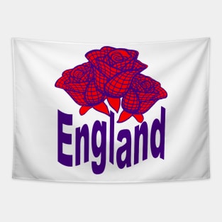 Blue England Text With Abstract English Rose Tapestry