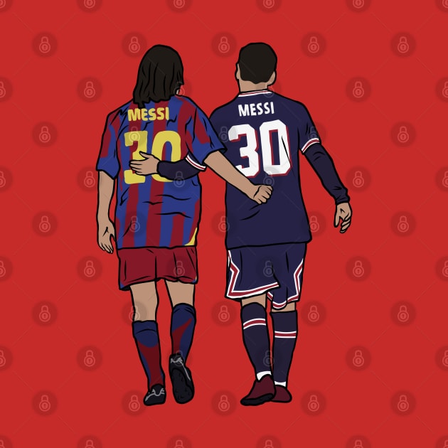 Young Messi and Old Messi by rattraptees