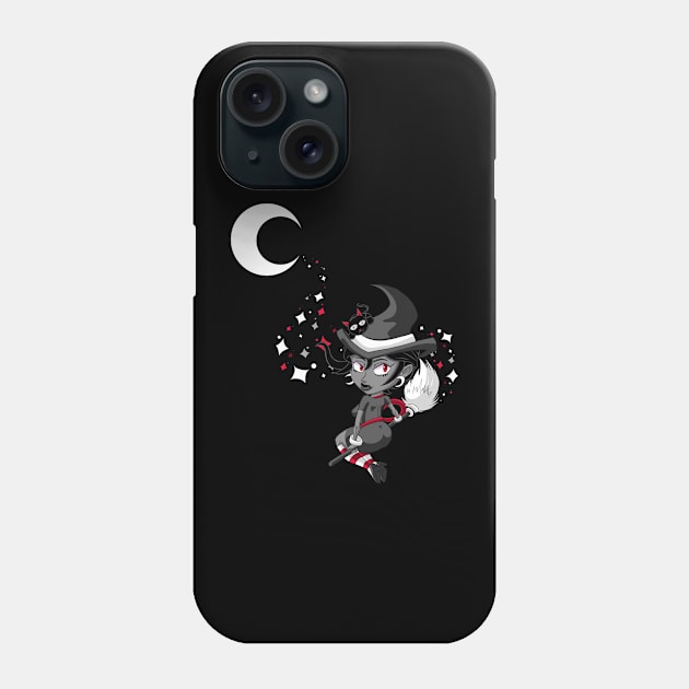 Flying Witch (RED) Phone Case by KnightLineArt