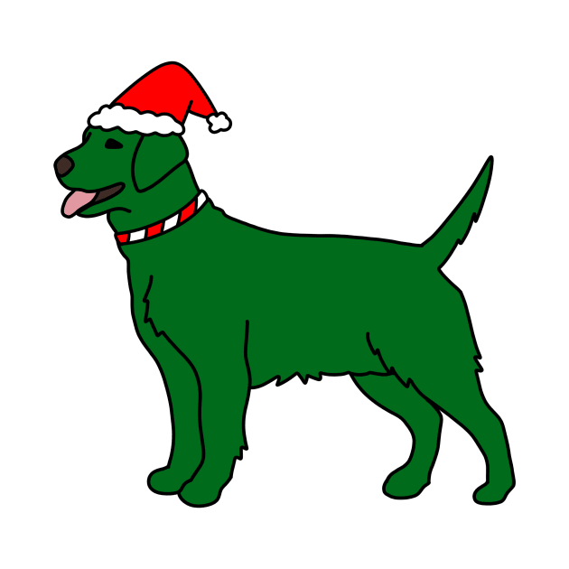 Green Christmas Dog by Kelly Louise Art