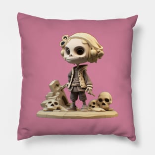 preppy skeleton has hair and clothes that look great on the tribunal. Pillow