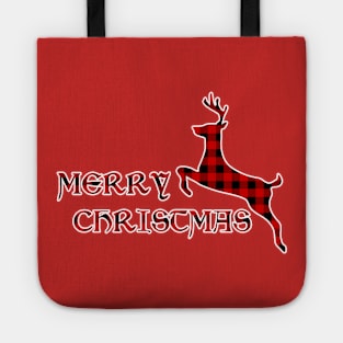 Christmas Deer - Lumberjack Tartan Pattern Tote