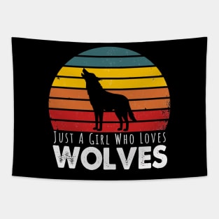 Just A Girl Who Loves Wolves  Retro Vintage Tapestry