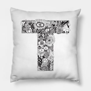 Floral Letter T Pillow