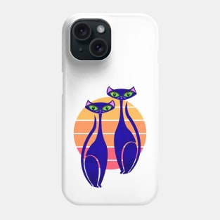 modern cat sunset Phone Case