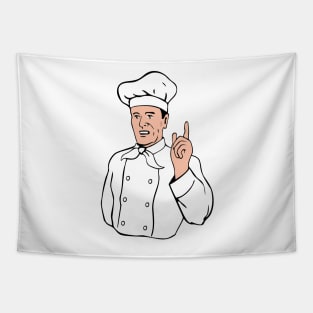 Chef Pointing Finger Up Retro Tapestry