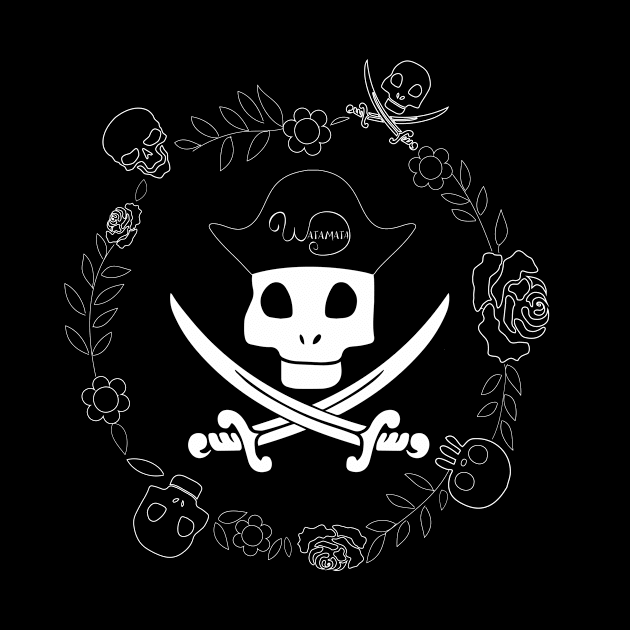 Pirate skull hat swords and flowers by demockups